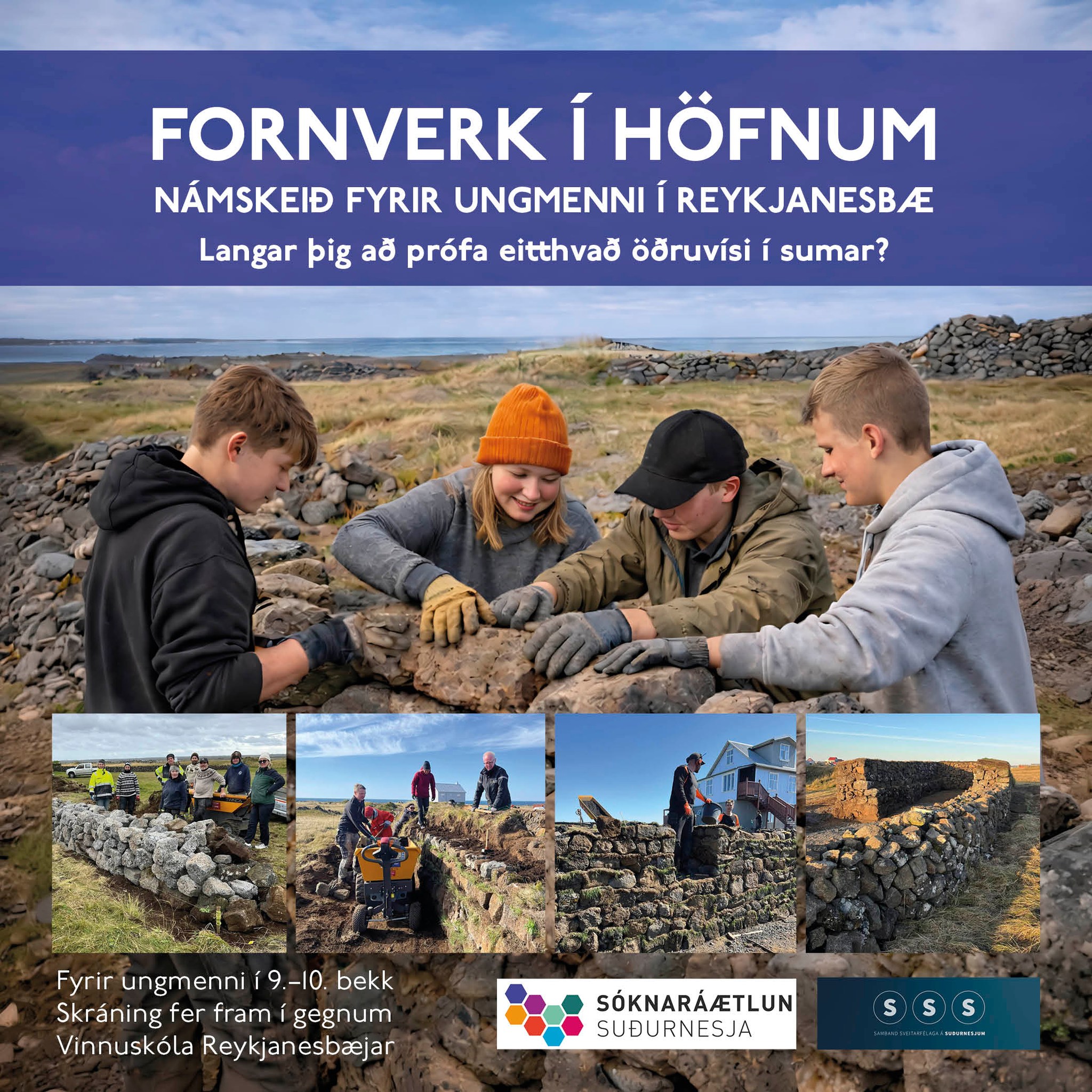 Grjóthleðslunámskeið í Höfnum fyrir 9 til 10 bekk !