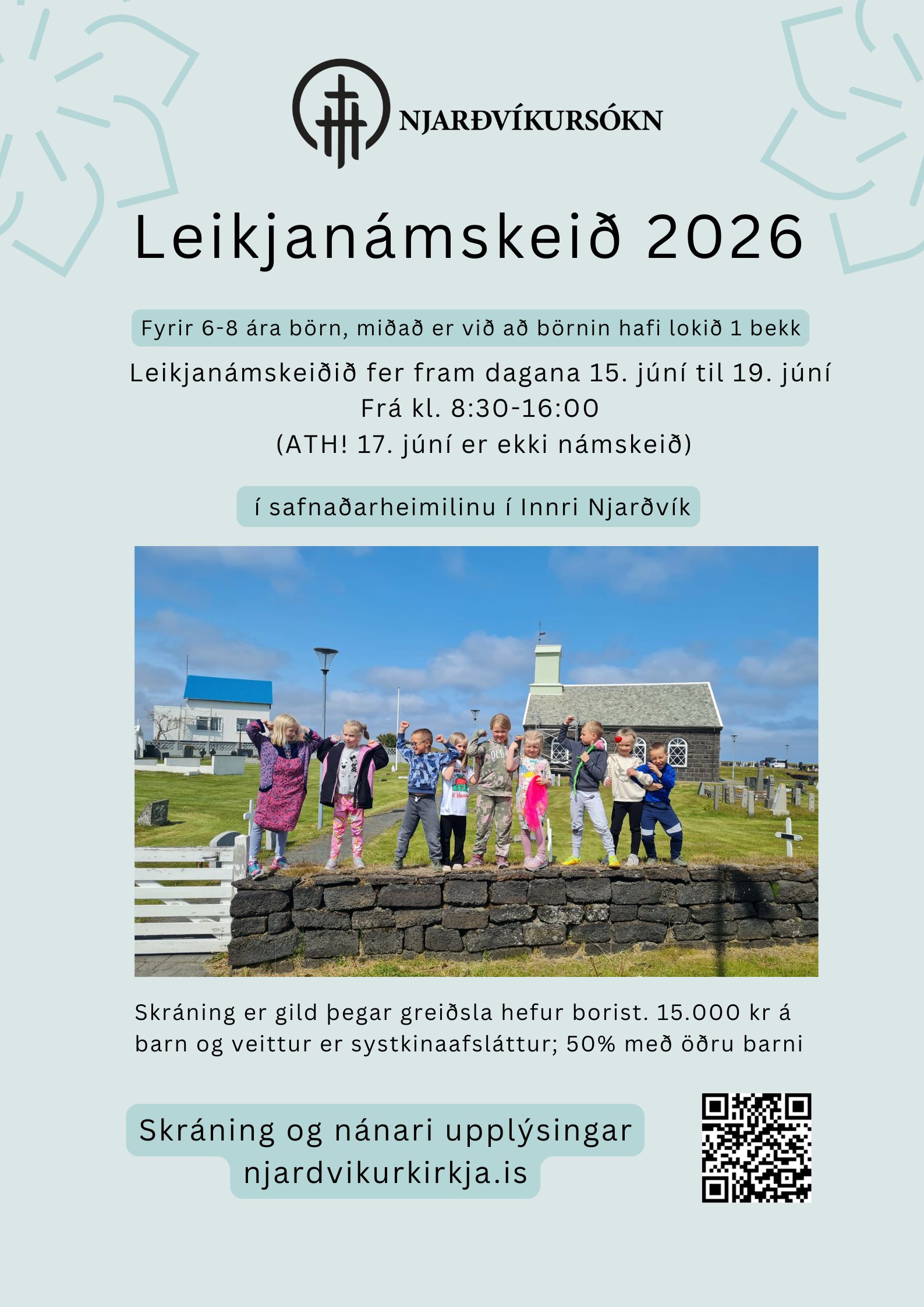 Leikjanámskeið Njarðvíkursóknar sumarið 2026