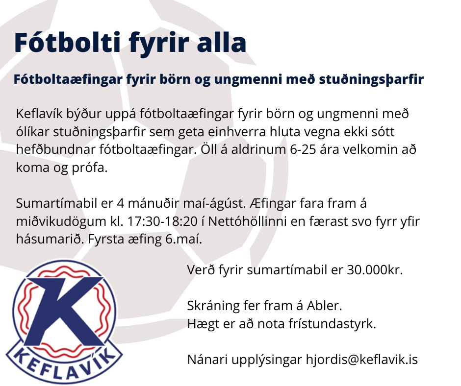 Fótboltaæfingar fyrir börn og ungmenni með stuðningsþarfir