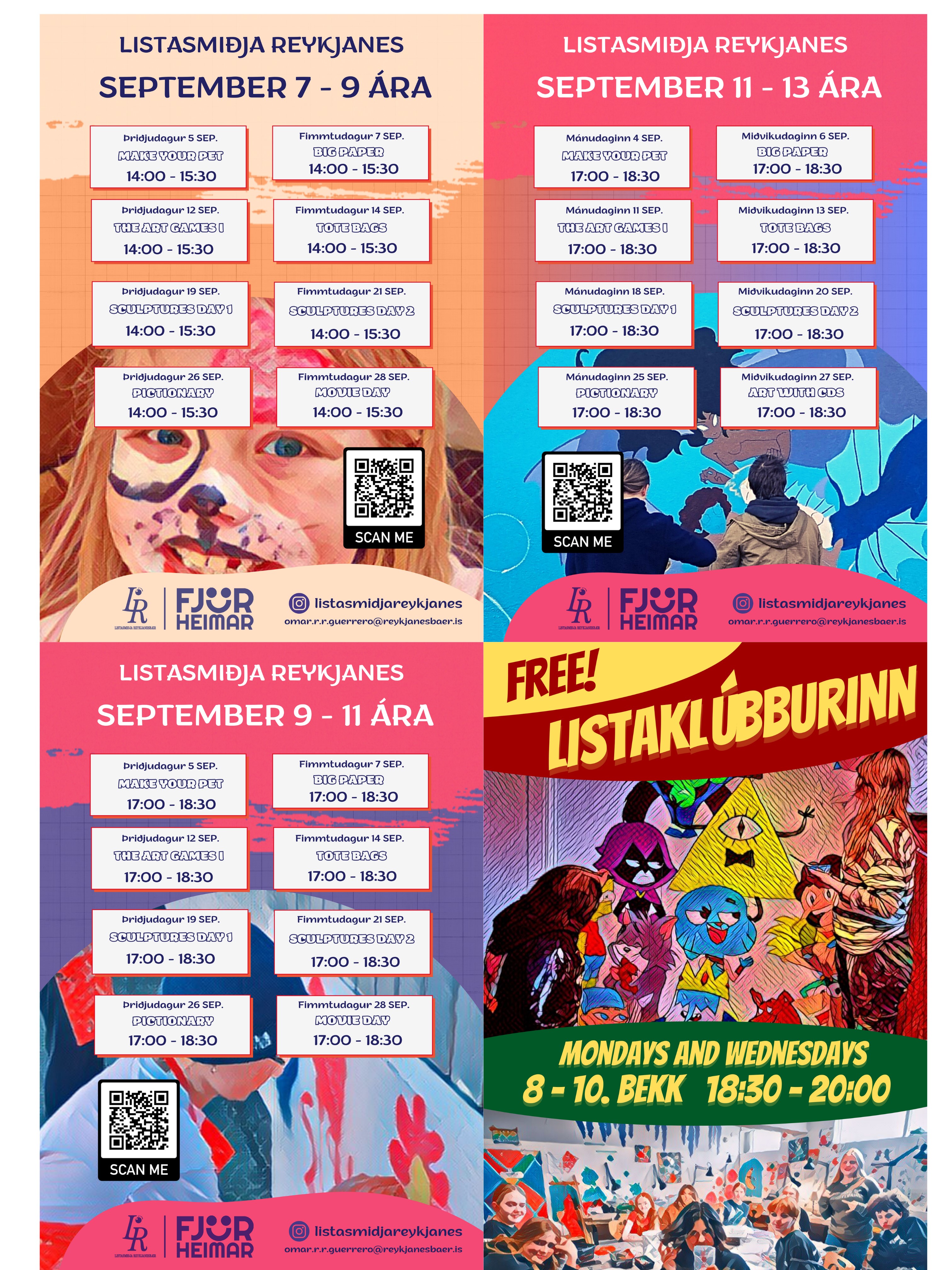 Listasmiðja fyrir 7 - 16 ára í Fjörheimum!