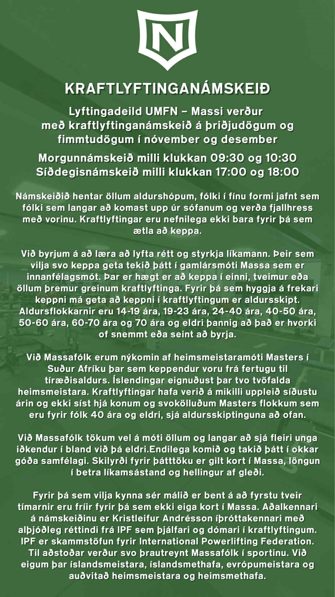 Lyftingadeild Massa kynnir !