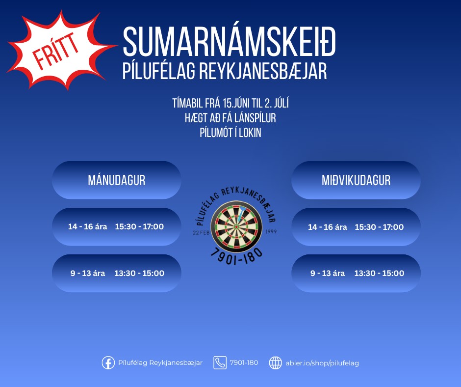 Sumarnámskeið Pílufélags Reykjanesbæjar 