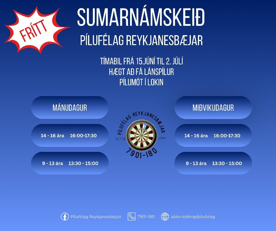 Sumarnámskeið Pílufélags Reykjanesbæjar 